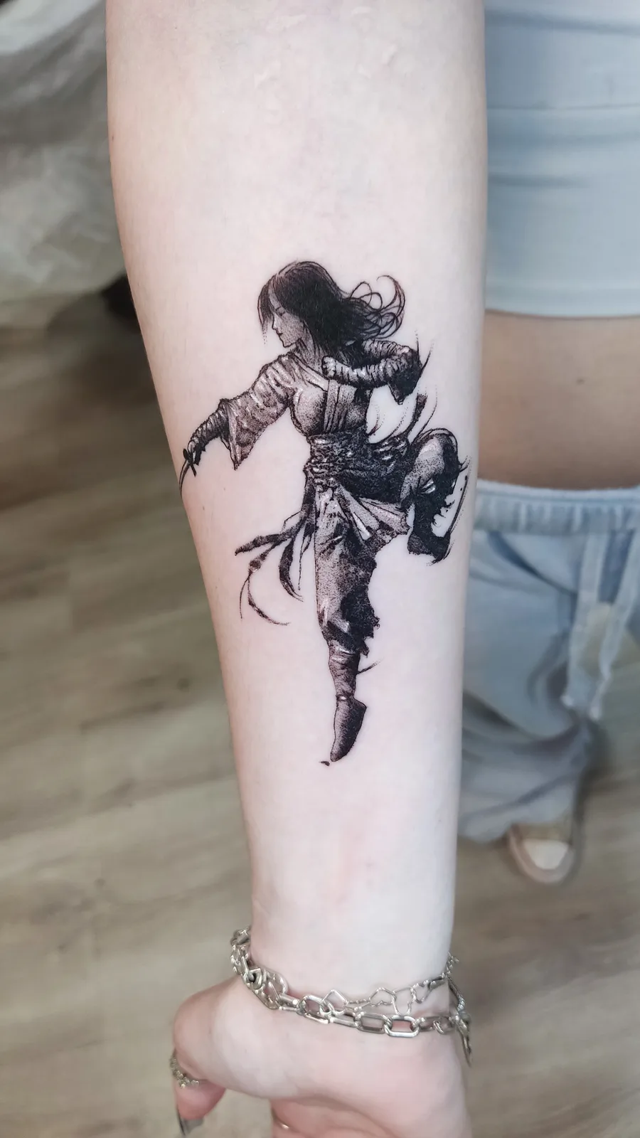 Detailed astronaut on the forearm